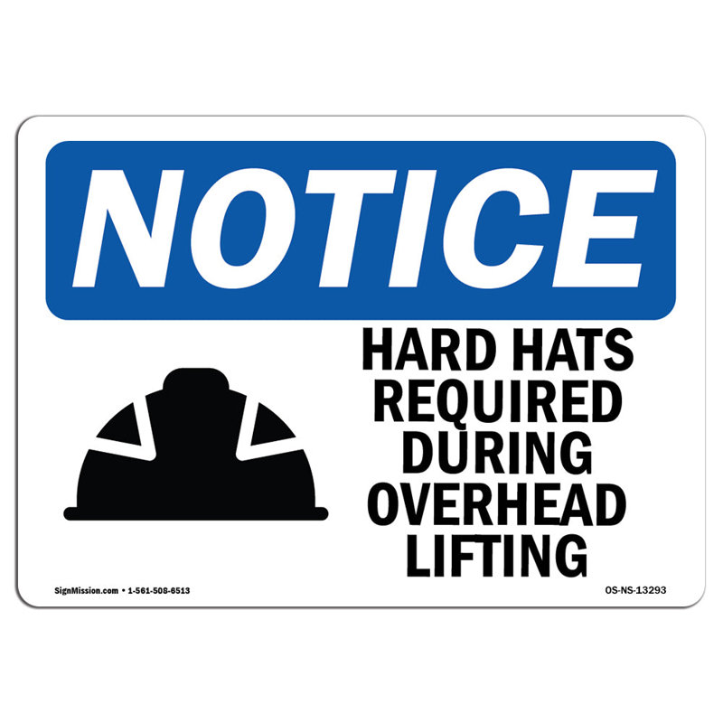 SignMission Hard Hats Required During Overhead Sign With Symbol Wayfair